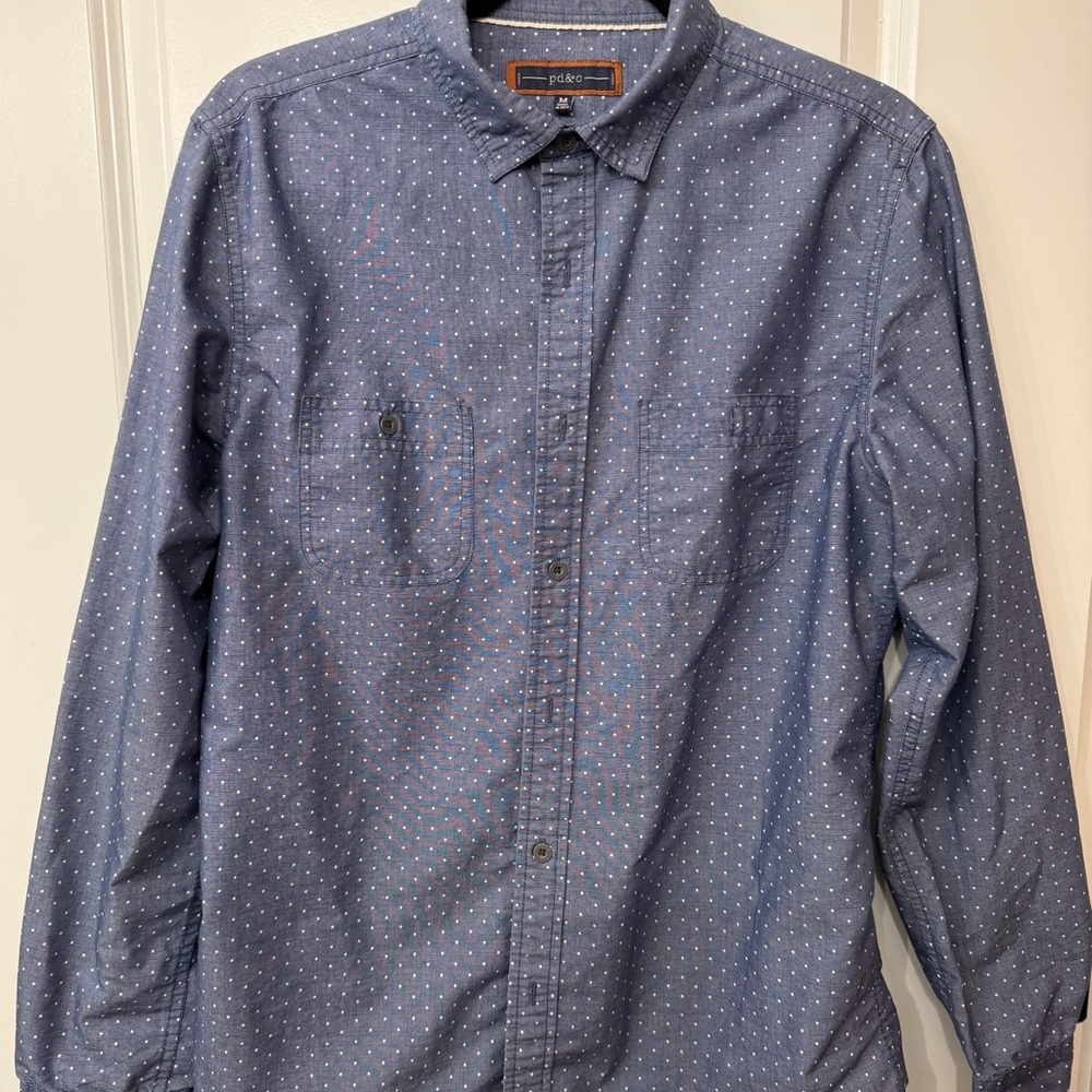 PD&C Navy Polka Dot Casual Shirt